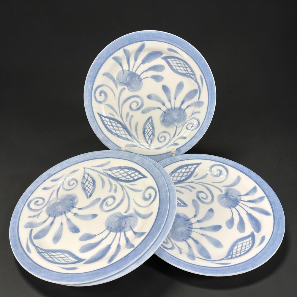 Corelle Oceanview Dishes‎ Plates Corning Vitrelle Glass USA Set of 4 VTG 7 Inch